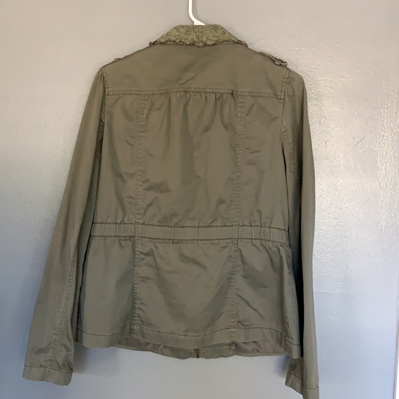 Ann Taylor Loft green military style utility jacket - Picture 5 of 6